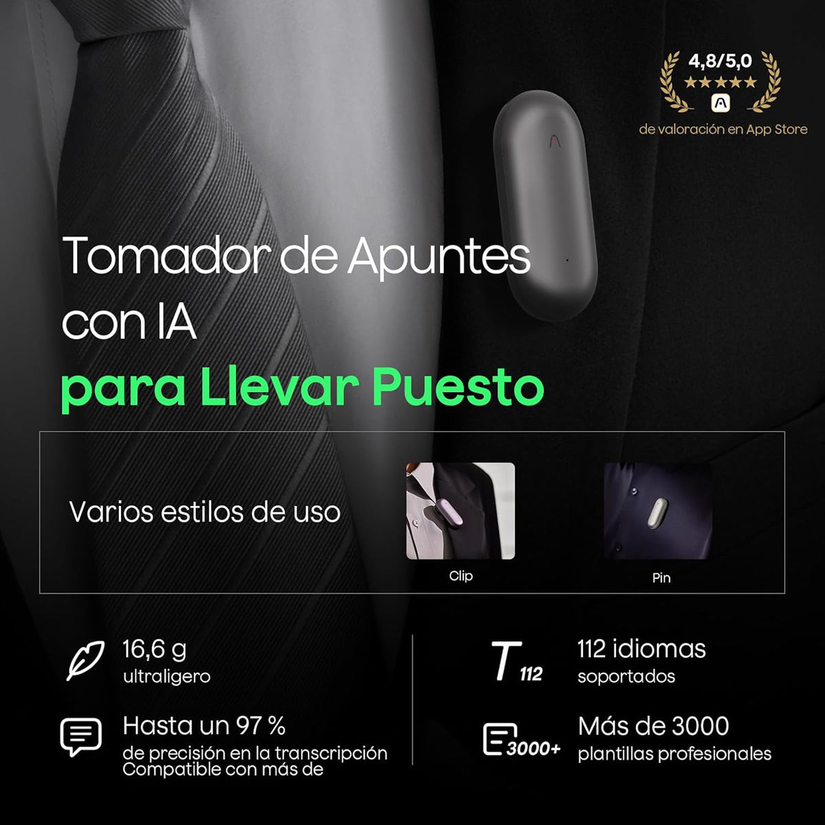 PLAUD NotePin Cosmic Gray